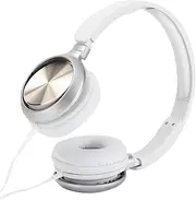 Wired Music Headset, Noise Canceling Function Wired Headphones Portable Wired for PC for Smart Phones(White)