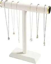 [Ausalivan] Necklace Holder Stand,Necklace Display For Selling,Jewelry Tree Rack Organizer For Girls,Necklace And Bracelet Hanger For Women,Hanging Necklace Storage (Necklace Stand Beige Velvet（Golden Metal Lid）)