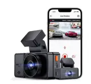 Vantrue Element 3 (E3) 3-Channel Voice Controlled Wifi & GPS Built-n Dash Camera