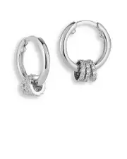 Aqua Pave Triple Ring Hoop Earrings - Exclusive OS
