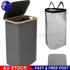 Laundry Basket Folding Bin Bag Hamper With Lid 100L Dirty Washing Clothe Storage