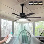 52" Ceiling Fan Reverse AC Motor Airflow w/Light Fans Remote Control 3 Speed Black