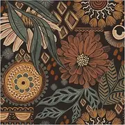 HAOKHOME 93291 Wallpaper Peel and Stick Floral Boho Brown/PeachPuff/Green Retro Wall Decor Bathroom Removable Mural 0.45m x 3m