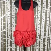BCBGMaxAzria Rosette Hem Racerback Tunic Top NEW XXS