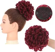 Messy Bun Hair Piece Chignon Scrunchie Synthetic Dreadlock Afro Puff Hair Bun Chignon Drawstring Ponytail Faux Locs Clip in Pony Tail Hairpieces Hair Extensions for Black Women Bun Hair Piece (Color