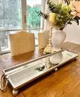 Antique Silver Iron Mirrored Tray With Handles - Large