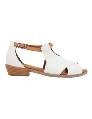 [Easy Steps] Laguna Sandals in White/Cognac Leather