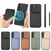 For Samsung Galaxy S23 S22 S21 Note20 Detachable Card Pocket Magsafe Back Case