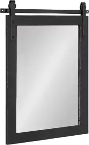 Bathroom Vanity Mirror Farmhouse Rustic Black Barndoor Style W/Metal Brackets
