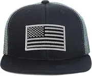 [Armycrew] Youth Kid's Grey American Flag Patch Flat Bill Snapback Trucker Cap