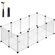 Pet Playpen with Floor, Small Animal Enclosure, Plastic Cage, Indoor Run for Hamsters, Rabbits, Hedgehogs, 143 x 73 x 46 cm, White