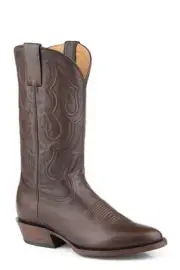 Men's Stetson Carlisle Leather Boots Handcrafted Round Toe Brown