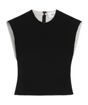 BLACK WOOL SLEEVELESS BICOLOR TOP FR34 Black/White Cream