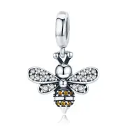 SOLID Sterling Silver Sparkling Queen Bee Charm Pendant - AVILIA Designs
