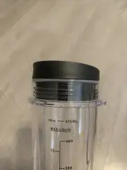 16 Ounce Blender Cup Sip And Go. Compatible With Ninja. Black Twist Off Lid