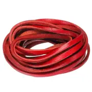 3.3 Yards 4mm Flat Leather Cord, Leather Lacing Strips for DIY Crafts Red Brown