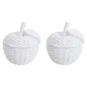 2PK LVD Apple Trinket Storage Box Weave Decorative Home Ornament Statue 10.5x12cm