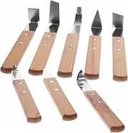 TEHAUX Stainless Steel Pottery Tools 8pc Clay Sculpture Tools Set Wooden Handle Carving Knives for Pottery Ideal for Artistic Projects Random Color
