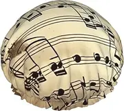Sheet music Shower Cap Reusable Waterproof Shower Bonnet for Women Men Elastic Band Bath Hair Hat Double Layered Washable Bath Cap for All Hairstyles, Travel-Friendly