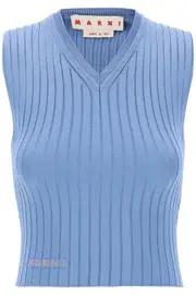 [MARNI] MARNI sleeveless ribbed knit top 40 Light blue