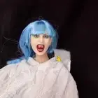 1/6 Female Blue Bangs Bloodsucking Head Sculpture For 12" Action Figure Body