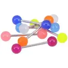 10PCS/Set Luminous Ball Barbell Stud Tongue Rings Bars Body Piercing Jewelr _we