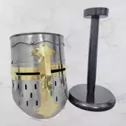 Medieval Templar Crusader steel handmade 18ga helmet With Free Stand