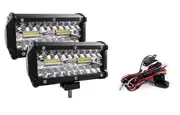 7inch CREE LED Work Light Bar Spot Flood Work Driving Lights X 2 or Plus Wiring Loom Harness Kit 2-Way
