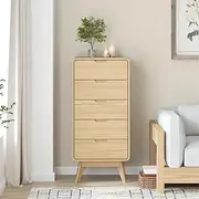 Merryluk Chest of Drawers 5 Drawer 5 Drawer Dresser, Drawer Chest, Tall Storage Dresser Chest Cabinet Organizer Unit, Small Dresser for Bedroom, Living Room, Closet, Hallway