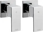 Cefito Shower Tap, 6 x 7 x 8.5cm Mixer Showers Faucet Head Showerhead Tap Bath Accessories Bathroom Toilet Set Kitchen Fixtures Wall, for Hot and Cold Solid Brass Body Silver
