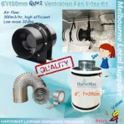 Hydroponics 6"/150mm Grow Tent Inline Fan Filter Ventilation System Kit
