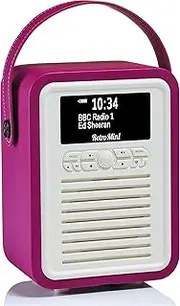 VQ Retro Mini DAB+ Digital Radio with FM, Bluetooth & Alarm Clock, Electric Pink, (VQ-Mini-EP/AUS)