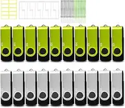 [Nicepicten] Thumb Drive 1GB Fat USB Flash Drives 20 Pack 1 GB USB 2.0 Jump Drives Multipack Flash Memory Stick Zip Drive Pendrive 20Pack with 20PCS Lanyards Label (Green Sliver 1gig)