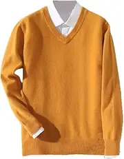 [Hamthuit] Men Slim Fit Knitted Pullover Men Long Sleeve Pullover Warm Classic V-Neck Sweaters Jumper Jersey Sweater
