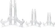 12Pcs Clear Plastic Easels, BetterJonny 3 Sizes Transparent Plastic Stand Decorative Plates Stand Clear Display Holders for Displaying Pictures, Photo Frames, Greeting Cards and Tabletop Artworks