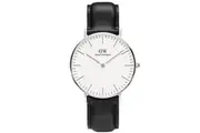 Daniel Wellington Classic Sheffield White/Black Leather Strap Women's Watch