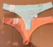 TWO (2) of Calvin Klein Women's Cotton Essentials Logo Thong QD3748 NEW w TAGS