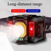 COB LED Motion Sensor Headlamp USB Rechargeable Band Headlight Torch