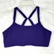 Natori Womens Limitless Sport Bra Top Blue Scoop Neck Convertible Yoga XL New