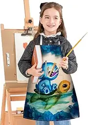 Akkya Kids Aprons for Cooking Toddler Chef Painting Apron with Pocket Baking Art Gardening Personalized Smock for Girls Boys