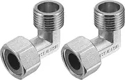 uxcell Pipe Fitting Elbow G1/2 Male to Female Thread 2 Way L Shape Hose Connector Adapter, Nickel-Plated Copper 2pcs