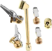 HEALLILY 6pc Air Compressor Nozzle Adapter Set Brass Quick Connect Chuck Kit Air Tools Accessories Inflation Gauge Complete Fittings for Tire Inflati