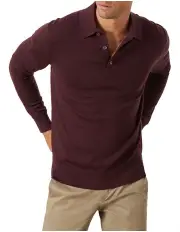 [MJ Bale] Fraser Ashby Polo Knit in Oxblood Melange