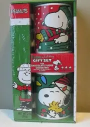 Snoopy Peanuts Christmas Coffee Mug Ceramic Cup Charlie Brown w/Cocoa Set 2