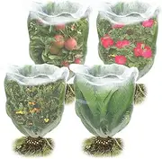 4Pcs Plant Bird Netting Reusable PE Insect Bird Barrier Netting Mesh with Drawstring Garden Netting Bug Barrier Tomato Protective Netting Cover for Fruit Trees Vegetables Flowers(white)