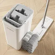 JOYMOOP Mop and Bucket Set with Wringer, Flat Mops for Floor Cleaning with Long Handle, Hardwood Floor Mop with 8 Microfiber Pads