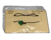 Vintage Jade Green Stone Chinese Anklet Friendship Good Luck Taiwan ROC Heart