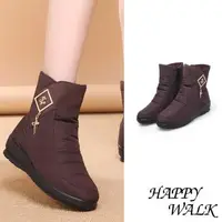 在飛比找森森購物網優惠-【HAPPY WALK】雪靴 防水雪靴/輕量時尚吊墜扣飾雙層
