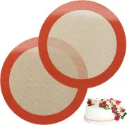 Silicone Baking Mats, 2 PCS round Silicone Mats 9 Inch Cake Pan, Non-Stick Reus