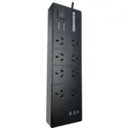 ULTRACHARGE UR1008SUB Black 8 Way Surge Protected Board With 2X USB Ports